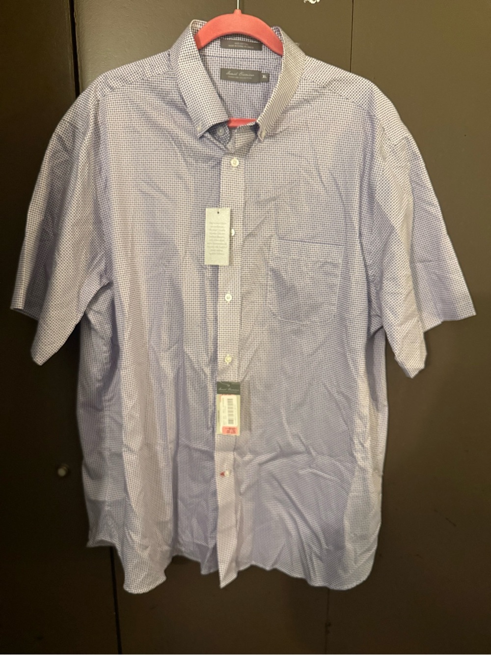 Daniel Cremieux Blue purple Micro-Check Short Sleeve Button-Up Shirt